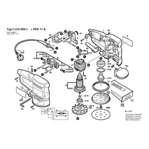 Запчасти для эксцентриковой шлифмашины Bosch PEX 11 A 230 V 0603309003