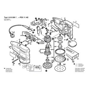 Запчасти для эксцентриковой шлифмашины Bosch PEX 11 AE 230 V 0603309703