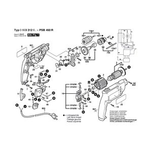 Запчасти для ударной дрели Bosch PSB 450 R 230 V 0603312603, деталировка 1