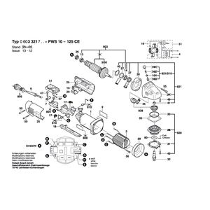 Запчасти для угловой шлифмашины Bosch PWS 10-125 CE 230 V 0603321703, деталировка 1