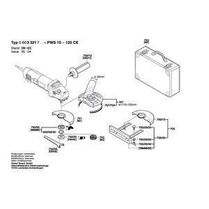 Запчасти для угловой шлифмашины Bosch PWS 10-125 CE 230 V 0603321903, деталировка 2