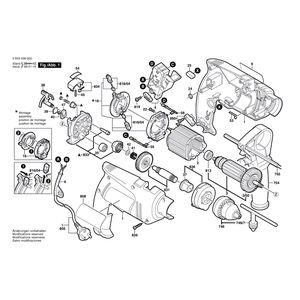 Запчасти для ударной дрели Bosch PSB 600-2 230 V 0603338003, деталировка 1