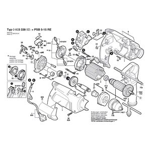 Запчасти для ударной дрели Bosch PSB 5-15 RE 230 V 06033385D4, деталировка 1 Запчасти для ударной дрели Bosch PSB 5-15 RE 230 V 06033385D4, деталировка 1