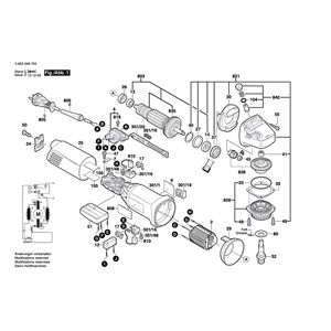 Запчасти для угловой шлифмашины Bosch PWS 13-125 CE 230 V 0603348703, деталировка 1