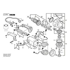 Запчасти для угловой шлифмашины Bosch PWS 20-230 230 V 0603349066, деталировка 1