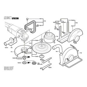 Запчасти для угловой шлифмашины Bosch PWS 20-230 230 V 0603349066, деталировка 2