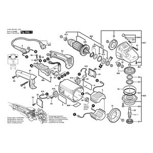 Запчасти для угловой шлифмашины Bosch PWS 20-230 230 V 0603359903, деталировка 1