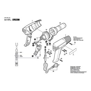 Запчасти для термовоздуходувки Bosch PHG 2 230 V 0603360103, деталировка 1