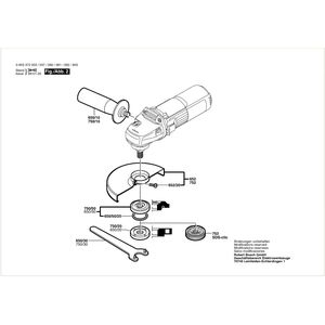 Запчасти для угловой шлифмашины Bosch PWS 6-115 230 V 0603372073, деталировка 2