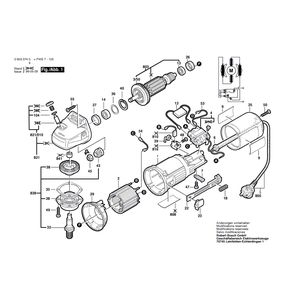 Запчасти для угловой шлифмашины Bosch PWS 7-125 230 V 0603374903, деталировка 1