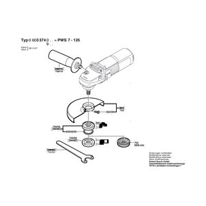 Запчасти для угловой шлифмашины Bosch PWS 7-125 230 V 0603374903, деталировка 2