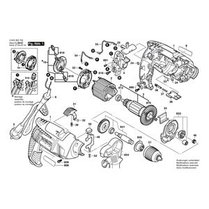Запчасти для ударной дрели Bosch PSB 650 RA 230 V 0603385703, деталировка 1 Запчасти для ударной дрели Bosch PSB 650 RA 230 V 0603385703, деталировка 1
