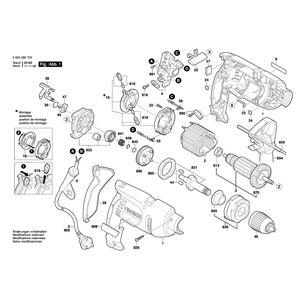 Запчасти для ударной дрели Bosch PSB 700 RE 230 V 0603386703, деталировка 1