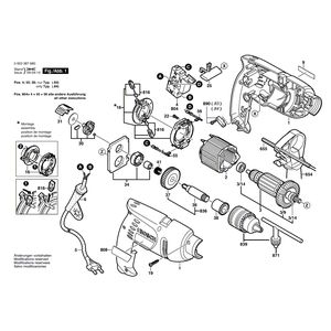 Запчасти для ударной дрели Bosch PSB 500 RE 230 V 0603387680, деталировка 1