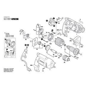 Запчасти для ударной дрели Bosch PSB 500 RE 230 V 0603387760, деталировка 1 Запчасти для ударной дрели Bosch PSB 500 RE 230 V 0603387760, деталировка 1