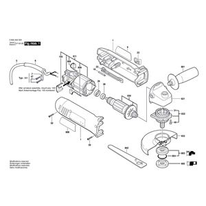 Запчасти для угловой шлифмашины Bosch PWS 7-115 230 V 0603402003, деталировка 1