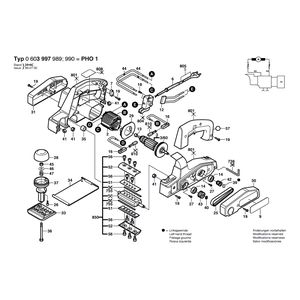 Запчасти для рубанка Bosch PHO 1 230 V 0603997989, деталировка 1