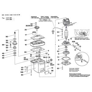 Запчасти для перфоратора Bosch 42 V 0611202909, деталировка 2