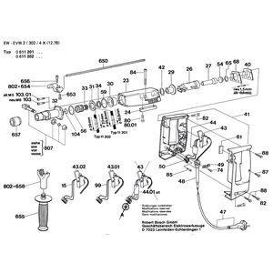 Запчасти для перфоратора Bosch 220 V 0611202913, деталировка 1