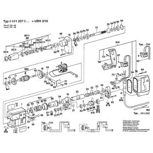 Запчасти для перфоратора Bosch UBH 3/16 220 V 0611207003, деталировка 1