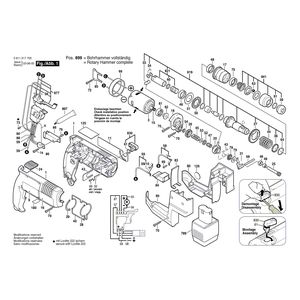 Запчасти для аккумуляторного отбойного молотка Bosch GBH 12 VRE 12 V 0611217783, деталировка 1