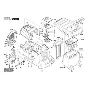 Запчасти для измельчителя садового Bosch AXT 25 D 230 V 3600H03101, деталировка 1
