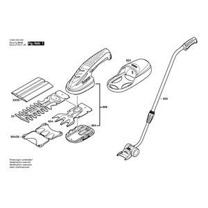 Запчасти для аккумуляторных ножниц Bosch ISIO 3.6 V 3600H33001, деталировка 1