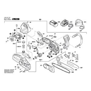Запчасти для цепной пилы Bosch AKE 30 LI 36 V 3600H37100, деталировка 1