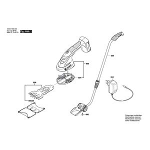 Запчасти для аккумуляторных ножниц Bosch AGS 7,2 LI 7.2 V 3600H56000, деталировка 1