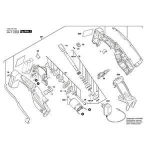 Запчасти для аккумуляторной сабельной пилы Bosch KEO 10,8 LI 10.8 V 3600H61900, деталировка 1