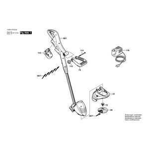 Запчасти для триммера для травы Bosch ART 26 ACCU 18 V 3600H78F00, деталировка 1