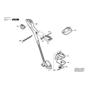 Запчасти для триммера для травы Bosch ART 26 LI 18 V 3600H78L00, деталировка 1