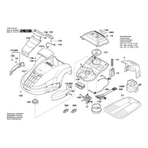 Запчасти для газонокосилки Bosch Indego 1300 230 V 3600HA2200, деталировка 1