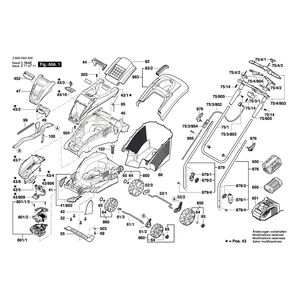 Запчасти для газонокосилки Bosch Rotak 370 LI 36 V 3600HA4409, деталировка 1