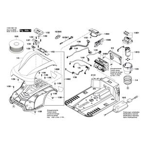 Запчасти для газонокосилки Bosch Indego S+ 400 230 V 3600HB0106, деталировка 1