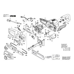 Запчасти для цепной пилы Bosch UniversalChain 35 230 V 3600HB8100, деталировка 1