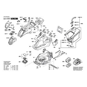 Запчасти для газонокосилки Bosch AdvancedRotak 36-650 36 V 3600HB9600, деталировка 1