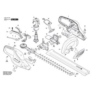 Запчасти для кустореза Bosch UniversalHedgecut 50 230 V 3600HC0500, деталировка 1
