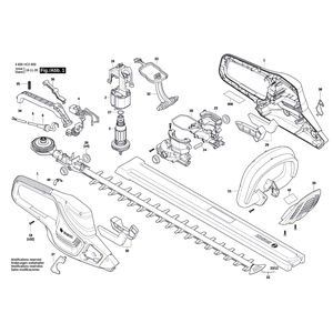 Запчасти для кустореза Bosch AdvancedHedgecut 65 230 V 3600HC0800, деталировка 1