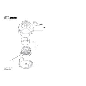 Запчасти для триммера для травы Bosch UniGrassCut 18 18 V 3600HC1D00, деталировка 2