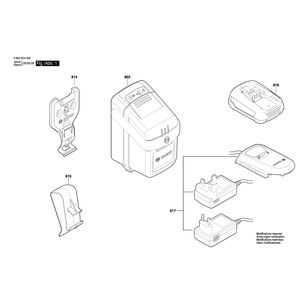 Запчасти для узла обслуживания Bosch GardenPump 18 18 V 3600HC4000, деталировка 1