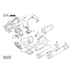 Запчасти для аккумуляторного садового пылесоса Bosch GBL 860 36 V 3600J16000, деталировка 1