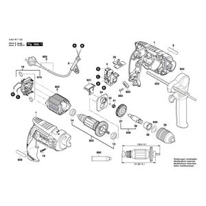 Запчасти для ударной дрели Bosch GSB 13 RE 230 V 3601B17102, деталировка 1