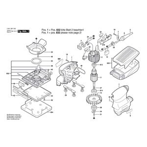 Запчасти для вибрационной шлифовальной машины Bosch GSS 140 A 230 V 3601B97003