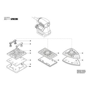 Запчасти для вибрационной шлифовальной машины Bosch GSS 160-1 A 230 V 3601BA2300, деталировка 2