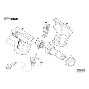 Запчасти для термовоздуходувки Bosch GHG 18-60 230 V 3601BA61K0, деталировка 1