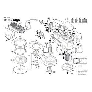 Запчасти для эксцентриковой шлифмашины Bosch GEX 150 AC 230 V 3601C72703, деталировка 1
