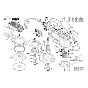 Запчасти для эксцентриковой шлифмашины Bosch GEX 150 AC 230 V 3601C727A0, деталировка 1