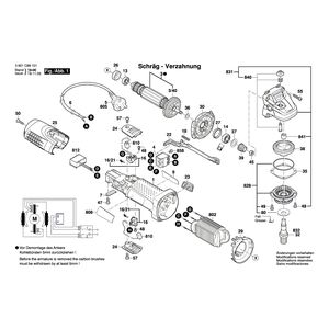 Запчасти для угловой шлифмашины Bosch GWS 7-115 230 V 3601C88101, деталировка 1