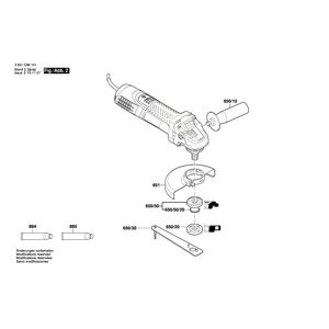Запчасти для угловой шлифмашины Bosch GWS 7-115 230 V 3601C88101, деталировка 2